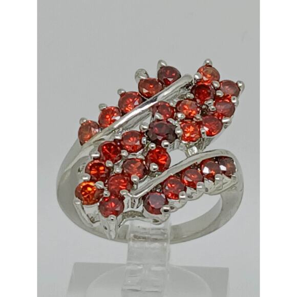 3.8CT Vintage Gold Plated Orange Sim Diamond CZ Cocktail Statement Ring Size 7 - Picture 1 of 10